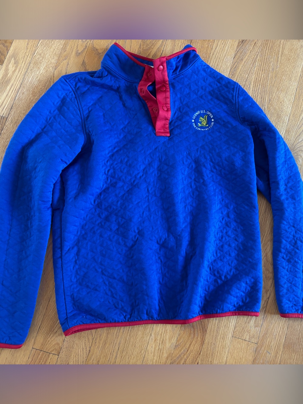 Kids Quilted Blue Pullover Jacket with Red Trim
